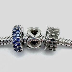 Pandora Spacer Sterling Silver Charm Bundle Lot Set of 3
